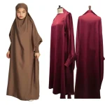 Ramadan Eid enfants musulmans filles Abaya dubaï solide longue caftan Abaya Enfant Robe de prière turquie Islam Jilbab Robe vêtements pour cadeau
