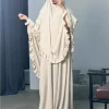 Ramadan Long Khimar avec robe Hijab Eid musulman couvre-chef femmes Jilbab 2 pièces ensemble Jubha islamique Hijabs Musulman vêtement de prière