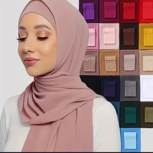 Ensemble Hijab en Mousseline de Soie, Sous-Capuchon, Tube artificiel astique Fin, Couvre-Tête, Élégant, Doux, Confortable, Respirant, Bandana, 2 Pièces