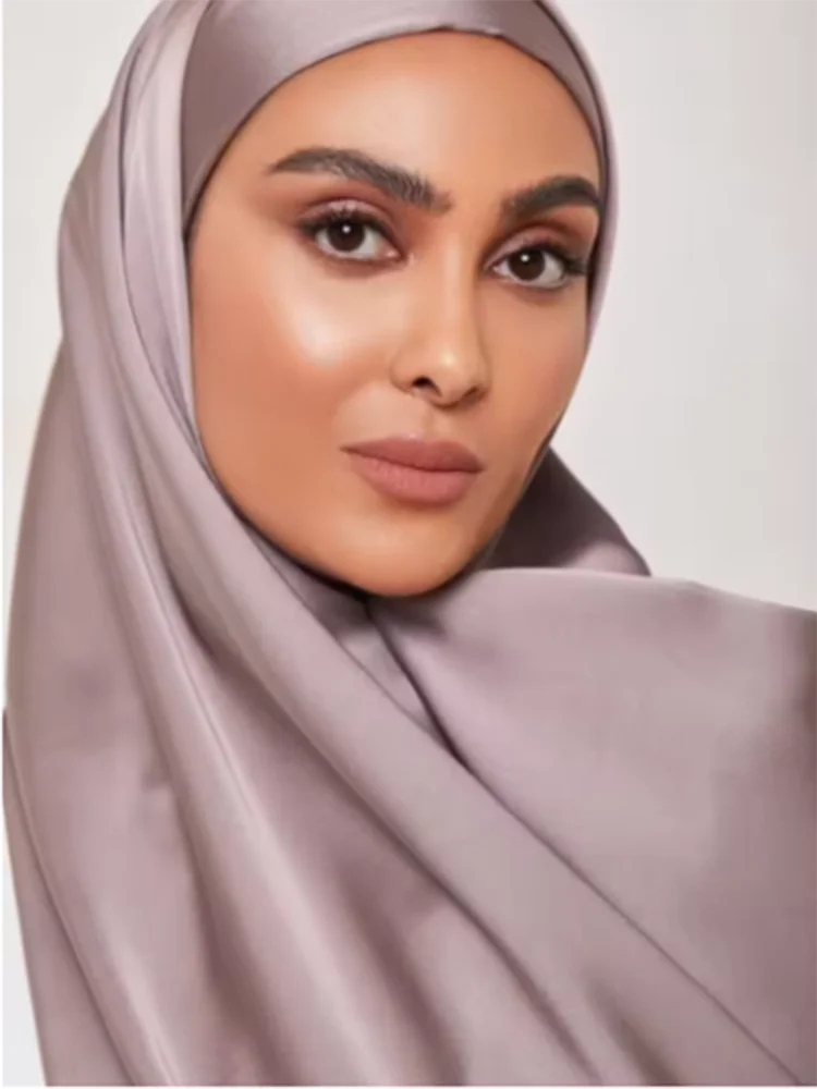 foulard hijab en satin de soie pour femmes musulmanes, voile, châles, médias islamiques, foulard en soie, mode musulmane, vêtements islamiques, ramadan