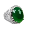 bagues en argent avec pierres précieuses vertes pour femmes et hommes, bijoux fins, chrysoprase verte, bague de luxe