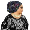 paillettes plissées femmes bandeau bonnet africain turban casquette musulman foulard bonnet turbante mujer