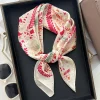 InjSquare-Foulard de Luxe en Satin Doux à Imprimé Floral pour Femme, Bandeau de Tête, Hijab, Sauna, Sac, Ruban