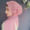 luxe dentelle perles turban casquette dubaï femmes musulmanes fête foulard prêt à porter hijab mode châles bandeau malaisie chapeaux