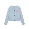 cardigan en tricot à manches longues et col en v pour femme, broderie marguerite, pour l'automne et l'hiver, sorties quotidiennes et voyages