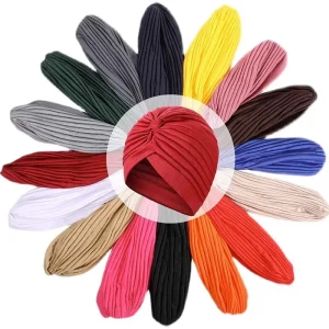 Femmes filles Stretch Turbans tête bonnet couverture torsadé plissé bandeau couleurs unies cheveux couverture chapeaux Hijabs
