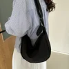 sac à bandoulière en toile pour femmes, sac de poitrine de grande capacité, sacoches décontractées avec ceinture demi lune, sac de boulettes pour étudiants