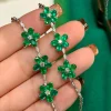 haute bijoux 925 argent vif vert émeraude plein diamant trèfle chaîne bracelet pt900 platine moissanite tennis bracelets bijoux