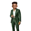 costume marron pour garçons, 2 pièces, veste, pantalon, col châle, smoking de mariage, vêtements pour enfants, robes formelles de fête à la mode