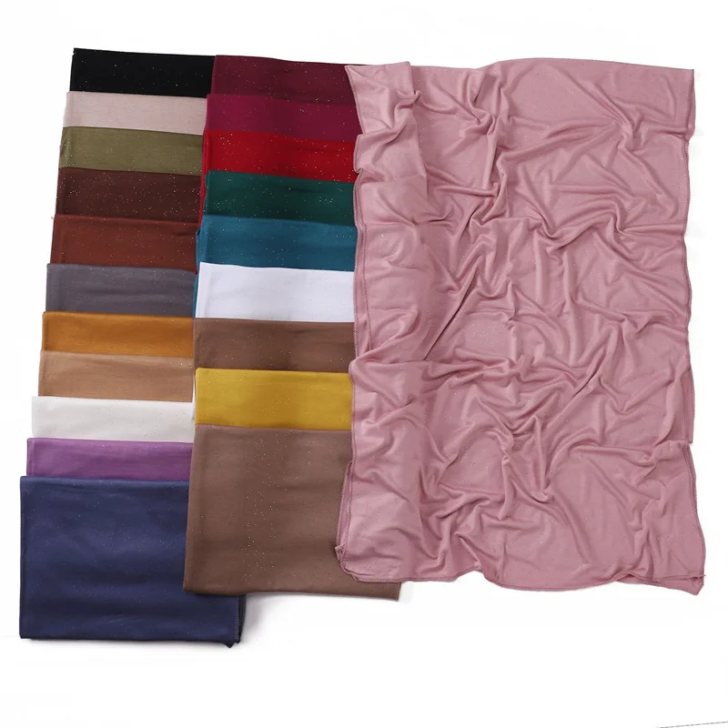 châle hijab en jersey modal scintillant uni pour l'hiver, Écharpe musulmane artificiel astique du ramadan, maxi round snood, Étole foulards, 175x55cm