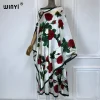 winyi robe de soirée élégante pour femmes musulmanes, abaya dubaï, kaftan ample imprimé avec écharpe, deux pièces, été