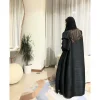 abaya musulman noir simple banlieue mode plissée ample longue trench manteau veste 2024 automne nouveau