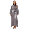 abaya – robe longue en polyester pour femmes musulmanes, élégante, manches longues, couleur unie, vêtements maxi, tenues pour femmes musulmanes, automne