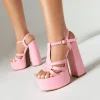 sandales de créateur femmes marque de haute qualité mode fête solide bout ouvert boucle sangle élégant talons hauts plate forme sandales 1109 8
