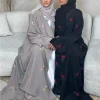 Eid femmes Abaya écharpe broderie ouvert Cardigan Robe musulman Jalabiya Ramadan fête arabe longue Robe maroc dubaï caftan Abayas