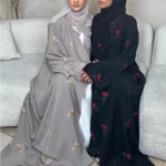 Eid femmes Abaya écharpe broderie ouvert Cardigan Robe musulman Jalabiya Ramadan fête arabe longue Robe maroc dubaï caftan Abayas