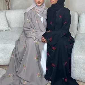 Eid femmes Abaya écharpe broderie ouvert Cardigan Robe musulman Jalabiya Ramadan fête arabe longue Robe maroc dubaï caftan Abayas