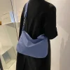 sac à bandoulière noir pour femmes et filles, sac à main de shopping décontracté solide simple chaîne nouée à bretelles, fourre tout à bandoulière