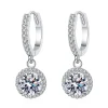 boucles d'oreilles rondes en argent sterling 925 pour femmes, 1 carat, moissanite, style de soirée de luxe