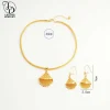 as00005 élégant 24k plaqué or femmes mode géométrique petit collier boucles d'oreilles mode creux ensemble clavicule chaîne crochets d'oreille