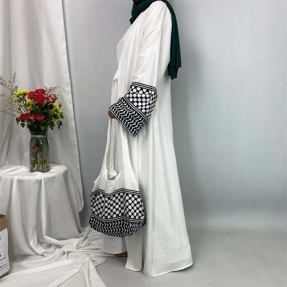 dubaï élégant caftan robe modeste abayas musulman ouvert abaya et sac femmes islam caftan marocain robe arabe femme musulmane