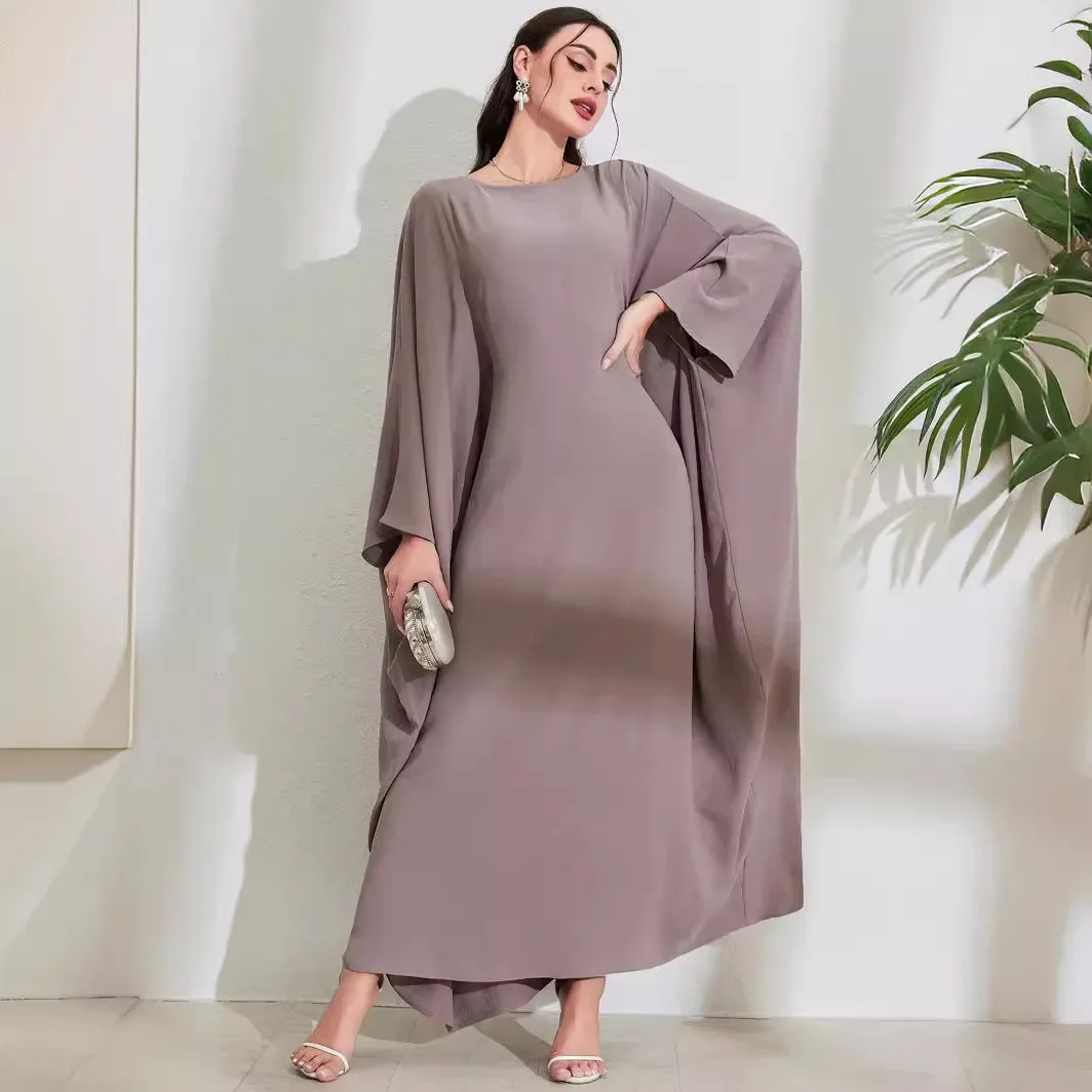 moyen orient arabe musulman nouvelle mode femmes couleur unie décontracté à la mode élégant ample manches chauve souris robes femmes vêtements abaya