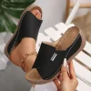 femmes chaussons compensés été 2025 nouvelle mode pantoufles bout ouvert respirant sandales confortable boucle femme chaussures diapositives femmes