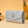 sac de soirée de mode européenne et américaine : pochette incrustée de diamants argentés associé à un sac de robe de soirée et une chaîne en métal cro