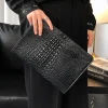 Pochette en cuir PU crocodile pour hommes et femmes, sac à main décontracté, sac enveloppe d&rsquo;affaires, sacs IPAD, mode de luxe