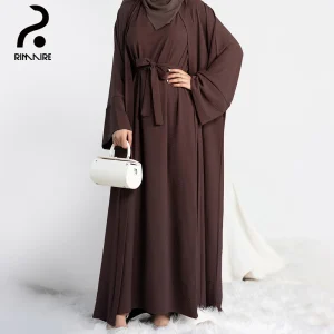 RIMAIRE-Ensemble de Robes Abayas Musulmanes Classiques Solides, Manches sulf, Slim, Respirant, Luxe, Cadeau de ixpour Dames, Vente en Gros