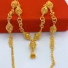 ensemble de bijoux brésiliens plaqués or 24 carats pour femmes, long collier, boucles d'oreilles, bijoux de mariée africaine nigériane de dubaï