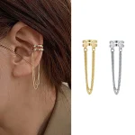 Boucles d&rsquo;oreilles à pampilles longues pour femmes, couleur argent, multicouches, sans crochet de perçage, Clip, tempérament Simple, bijoux cadeau