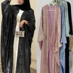 Eid-Robe musulmane de luxe en satin pour femme, kimono à ailes de chauve-souris, caftan de Dubaï, Kebaya, Islam, modeste