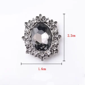 3 pièces élégant rétro ovale strass conception alliage vêtements accessoire pour bricolage vêtements sacs chapeau épingle à cheveux chaussures boîte-cadeau bouton