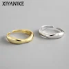 XIYANIKE – bagues ondulées irrégulières couleur argent, bijoux géométriques simples faits à la main pour femmes, taille de Couple 17mm réglable