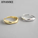 XIYANIKE – bagues ondulées irrégulières couleur argent, bijoux géométriques simples faits à la main pour femmes, taille de Couple 17mm réglable