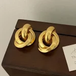 Boucles d&rsquo;oreilles rondes en argent Sterling 925 véritable pour femmes, bijoux fins tendance, accessoires minimalistes exagérés, 18K