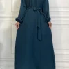 robe musulmane à manches longues abaya style simple vêtements pour femmes couleur unie golfe abayas robe saoudienne islamique robes de ramadan pour eid