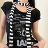 Écharpe rayée pour femmes, polyvalente et à la mode, style punk harajuku y2k gothique fille, sous culture millénaire, foulard décoratif