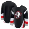 Maillot de hockey – Noir avec accents rouges/blanches/grises Logo tête de bison agressif couche de base confortable pour l&rsquo;automne et l&rsquo;hiver