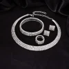 ensemble de bijoux de mariée à 3 rangées, collier, boucles d'oreilles, strass, bracelet en argent, accessoires de mariage
