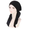 mode musulmane hijab turban chapeaux couleur unie longue queue bandeau élastique pirate chapeaux respirant chimio casquette pour femmes filles