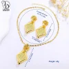 as00050 ensemble de bijoux à carreaux plaqués or 24 carats pour dames, collier boule ronde, boucles d'oreilles fleur élégantes du moyen orient, mode de mariage, bijoux de dubaï, 2 pièces