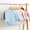 Bavoirs d&rsquo;alimentation pour bébés de couleur unie, à manches longues, pour nourrissons garçons et filles, tabliers faciles à nettoyer, gommes artistiques imperméables pour enfants