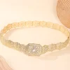 bijoux de mariage marocain, ceinture de robe pour femmes, chaîne de taille ajourée en cristal, cadeau de fête de mariée, longue chaîne de corps réglable