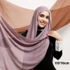 175*70cm plus doux modal viscose simple point mince bord écharpe hijab couleur unie foulard premium rayonne châle pour femme musulmane