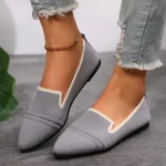 Chaussures plates femmes été nouvelle mode tricoté respirant chaussures simples décontracté confortable pointu plat chaussures pour femmes grande taille