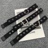 ceinture en toile décorative unisexe, ceinture en alliage, coeur, carré, rond, struccreux, polyvalent, mode ins style, noir, jeans pour femmes