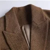 marron avec ceinture une veste en laine vintage pour les femmes automne et hiver 2025 nouveau populaire saisonnier vert tempérament haut femme blazer