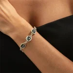 Bracelet délicat et élégant en diamant noir pour femmes, œil de tigre scintillant, collier réglable, boucles d&rsquo;oreilles, accessoires bijoux de fête